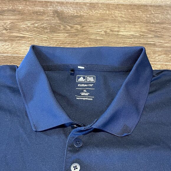 Adidas Golf Polo Shirt Men's XL Blue Climalite Stretch Short Sleeve Rugby Collar - Picture 3 of 13